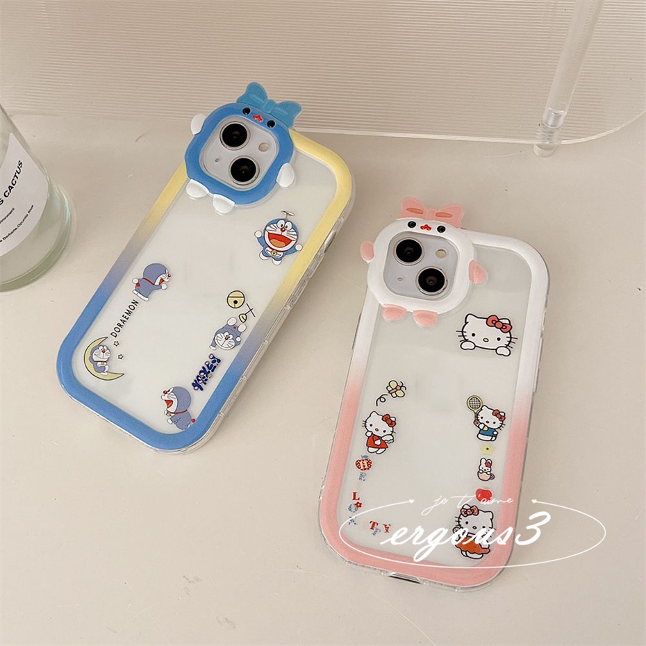 Ốp Điện Thoại Mềm Hình Hoạt Hình Kitty Và Doraemon Cho iPhone 14 13 12 11 Pro Max SE2020 X XR Xs Max 7 8 6 6s Plus