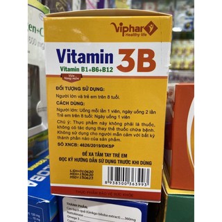 [CHÍNH HÀNG]Viên uống Vitamin 3B B1-B6-B12 (hộp 100 viên)