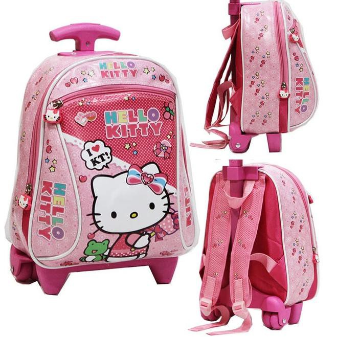 Balo Đi Học Vải Chống Thấm Nước Hình Hello Kitty Đáng Yêu Cho Bé