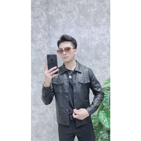 Áo khoác da vân LV siêu cấp, áo khoác da lv dành cho nam