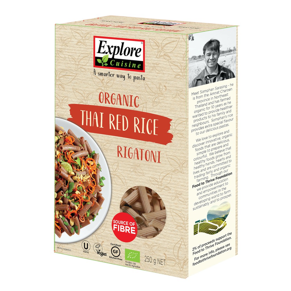 Nui Ống Gạo Lức Đỏ Hữu Cơ Explore Cuisine (250g) - Explore Cuisine Red Rice Rigatoni (250g)