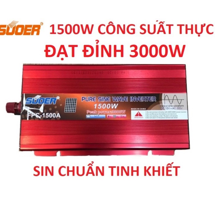 Bộ đổi điện sin chuẩn 1500w 12v sang 220v Suoer - FPC-1500A - FPC-1500A