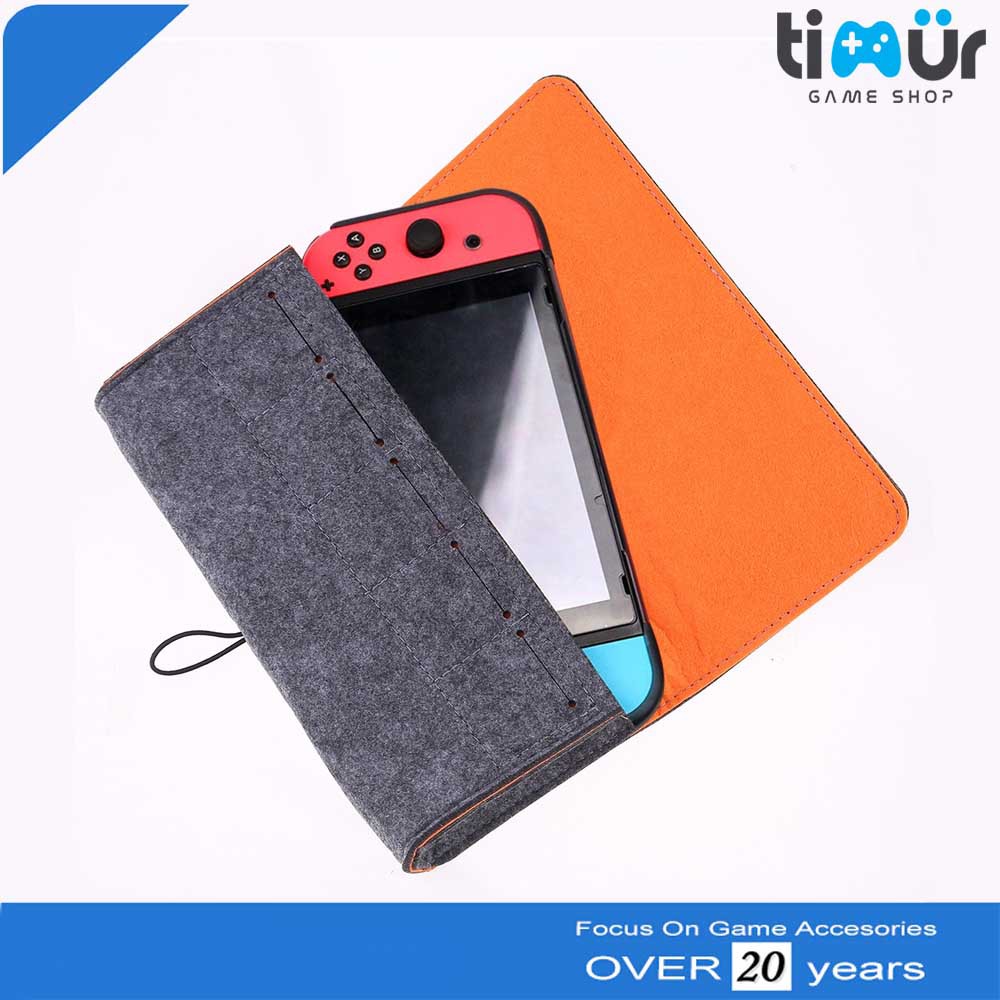 Túi Xách Tay Đựng Máy Chơi Game Nintendo Switch Bằng Vải Nỉ Mềm Chống Sốc Màu Xám Đậm