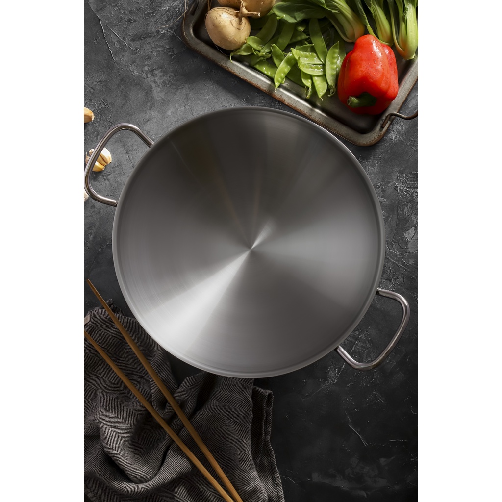 Chào Xào Inox 304 Thân Đúc Đáy Liền Fivestar Plus 36cm, HÀNG CHÍNH HÃNG FIVESTAR Bảo Hành 5 Năm