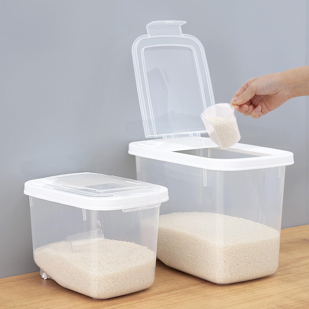 [Hỏa Tốc HN] Thùng Đựng Gạo Inomata 10kg Nắp Bật Có Bánh Xe Kèm Ca Đong Nội Địa Nhật Bản