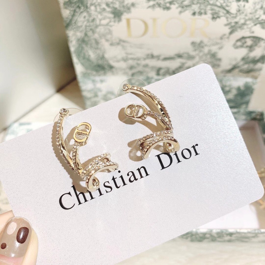 Bông Tai Dior Mạ Bạc 925 Thiết Kế Đơn Giản Phong Cách Retro Thời Trang Cho Nữ