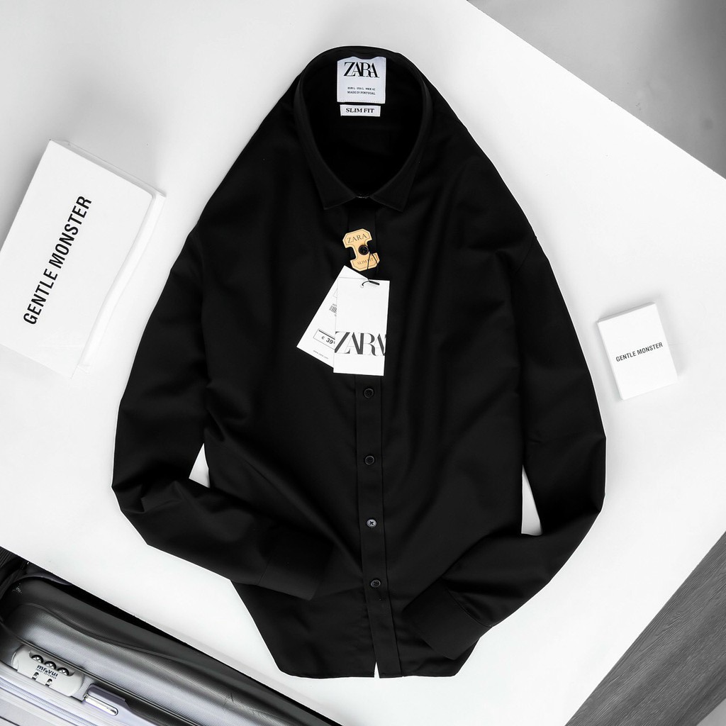 Áo sơ mi nam trơn dài tay cao cấp Za.Ra vải lụa form rộng thoải mái mặc mát VBSHOP