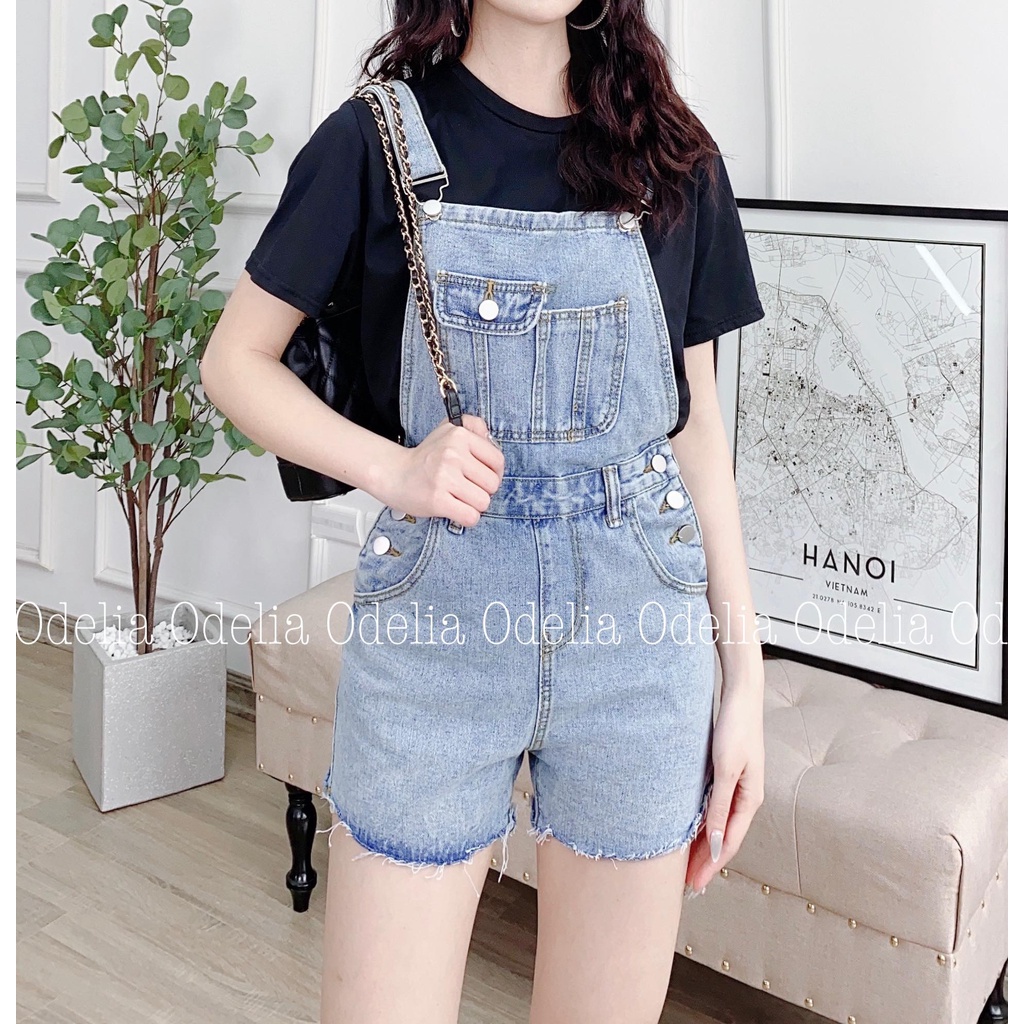 Yếm jeans đùi tua rua Odelia túi ngực - Y5915