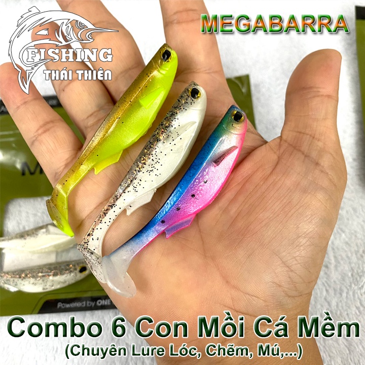 Combo 6 Con Mồi Giả Cá Mềm Megabarra Không Lưỡi Câu Lure RY182B Dài 80mm Nặng 6g Mẫu Mới Nhiều Màu Siêu Nhạy Dùng Câu Cá