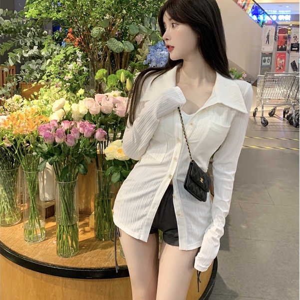 Áo Sơ Mi Tay Dài Cổ Polo Mỏng Chống Nắng Kiểu Pháp Thời Trang Cho Nữ | BigBuy360 - bigbuy360.vn