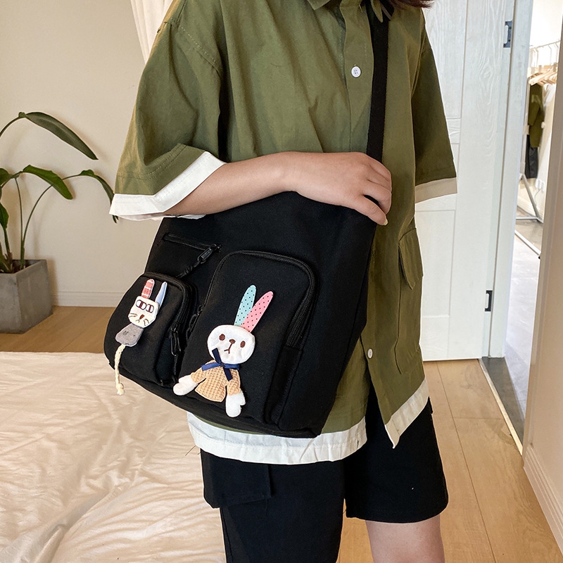 Túi tote vải bố đựng đồ canvas đeo chéo có khóa giá rẻ TX004