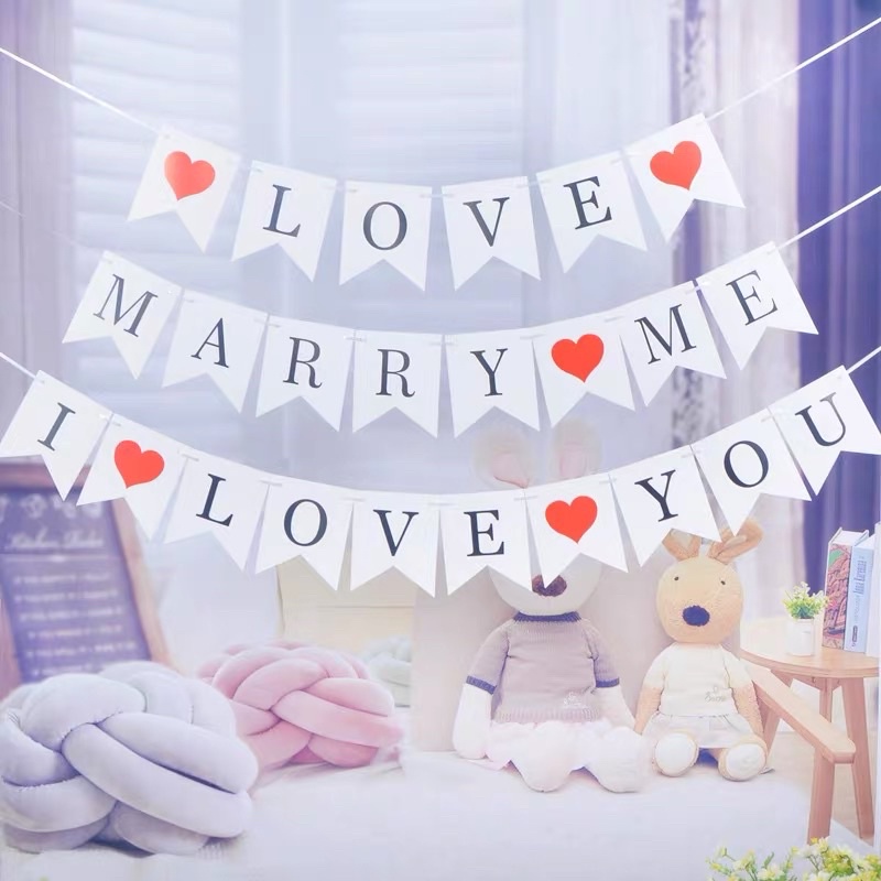 Dây treo chữ i love you marry me love trang trí tiệc cưới cầu hôn tỏ tình