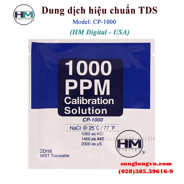 Combo 2 Gói dung dịch hiệu chuẩn bút đo tds CP-1000 HM Digital-USA