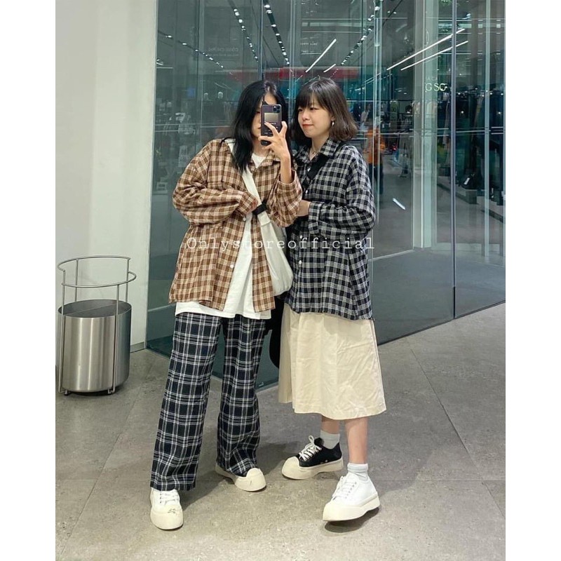 ÁO SƠ MI KẺ CARO ULZZANG / ÁO SƠ MI caro nhỏ FORM RỘNG OVERSIZE HOT