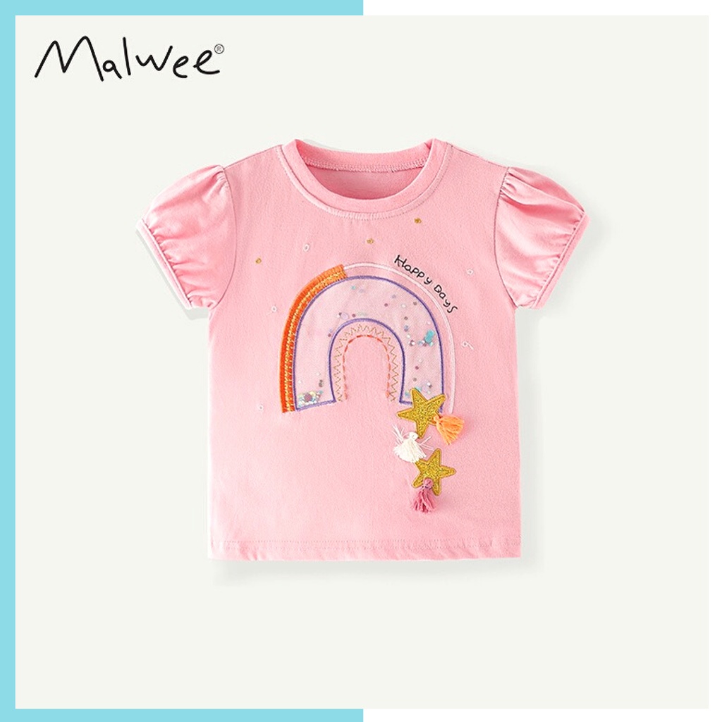 Áo thun hè cotton Malwee hồng cầu vồng MW7248 cho bé gái 2-8 tuổi Mẫu mới 2022 - Little Maven Official Store