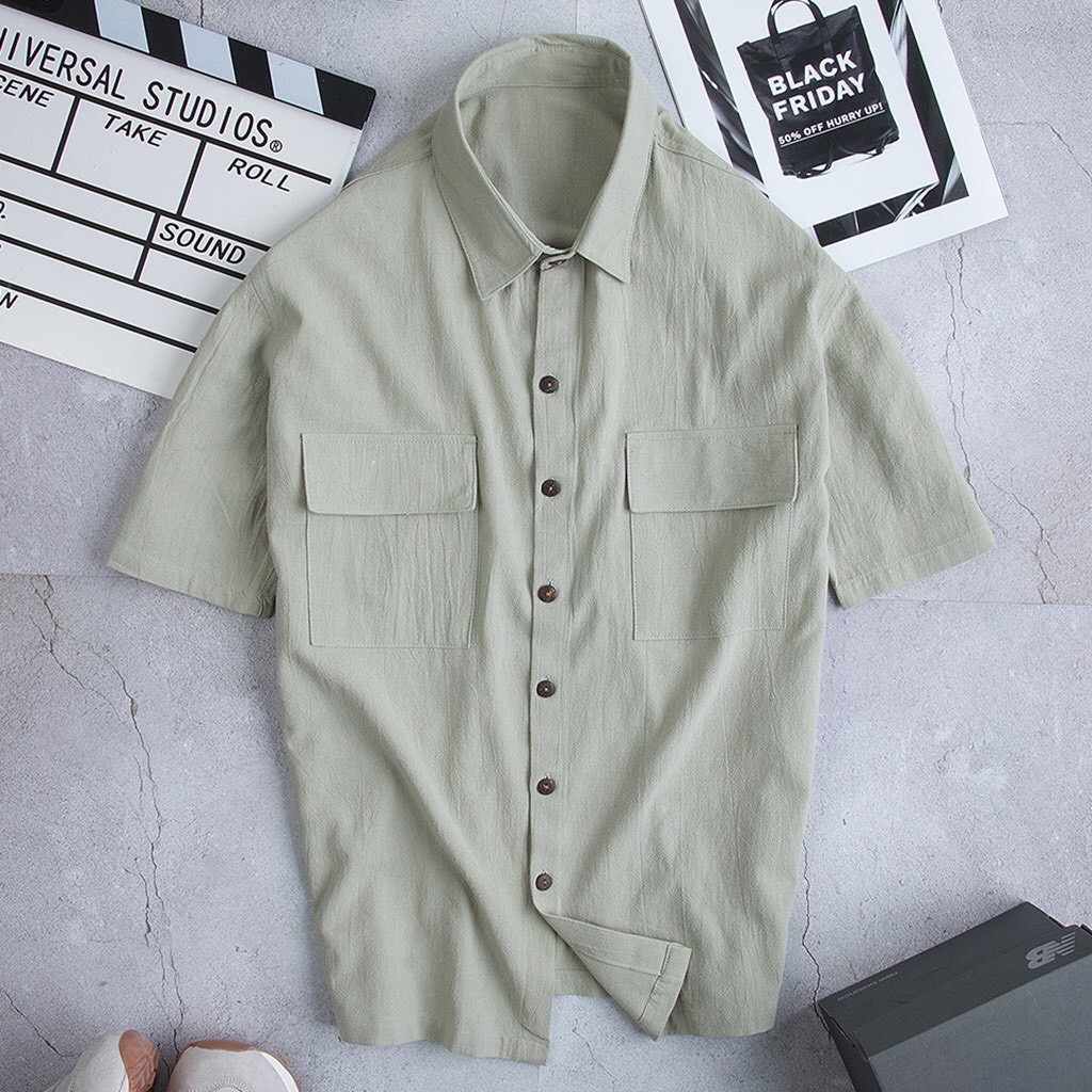 Áo Đũi Nam Cổ Bẻ, Áo Sơ Mi Cộc Tay Chất Liệu Đũi Mềm Nhẹ Thoáng Mát Thấm Hút Mồ Hôi - AC94 - Shopmens | BigBuy360 - bigbuy360.vn