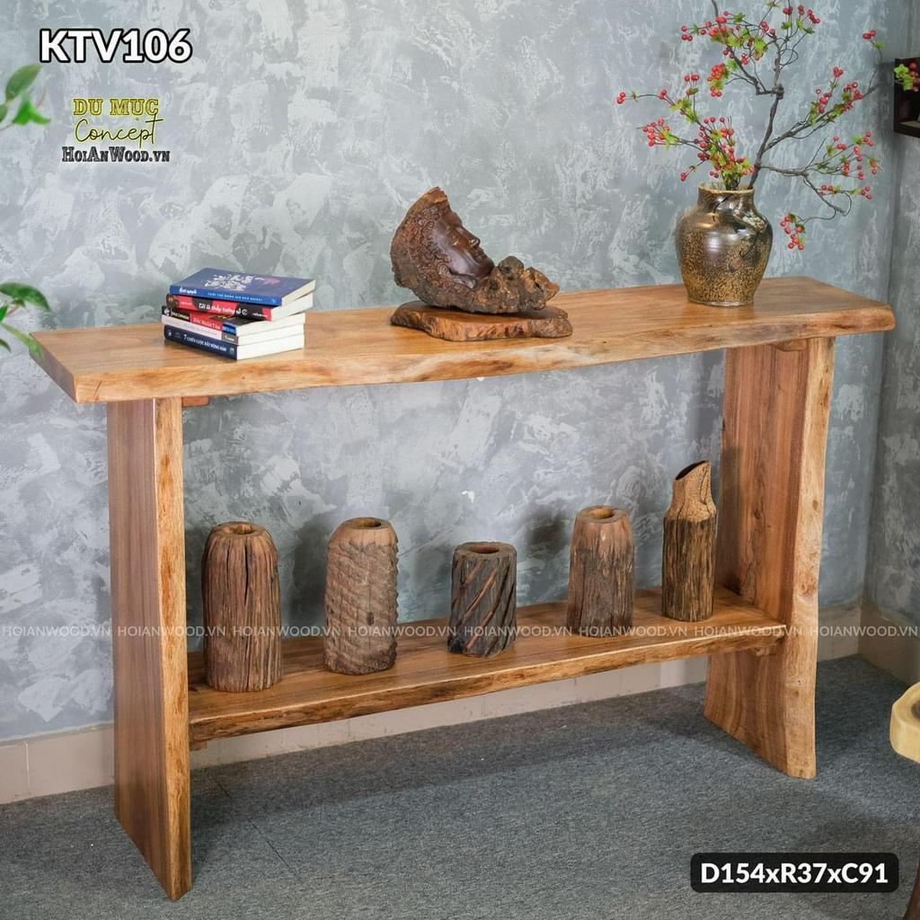 Bàn gỗ tự nhiên hai tầng, bàn thờ, trang trí Decor nhà