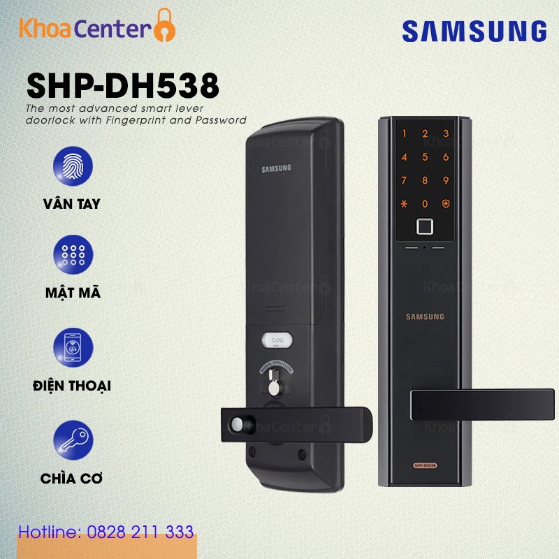 Khóa vân tay Samsung SHP-DH538 KHÓA ĐIỆN TỬ THÔNG MINH SAMSUNG CAO CẤP BẢO HÀNH CHÍNH HÃNG 12 THÁNG