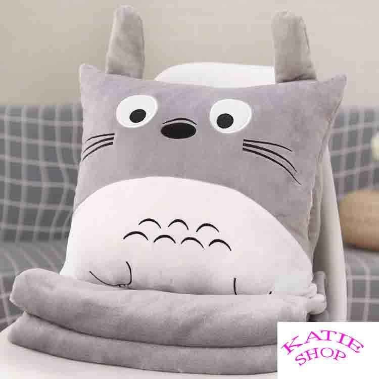 Gối mền TOTORO vuông hàng loại 1, nỉ nhung siêu mịn,chăn gối văn phòng