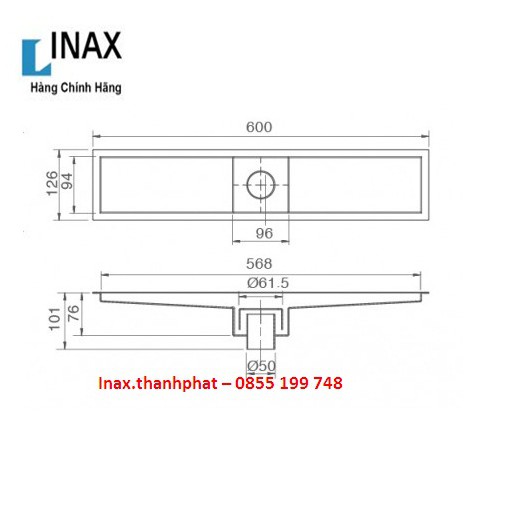 [CHÍNH HÃNG] Phễu Thoát Sàn Inax PBFV-600, Kiểu Dài