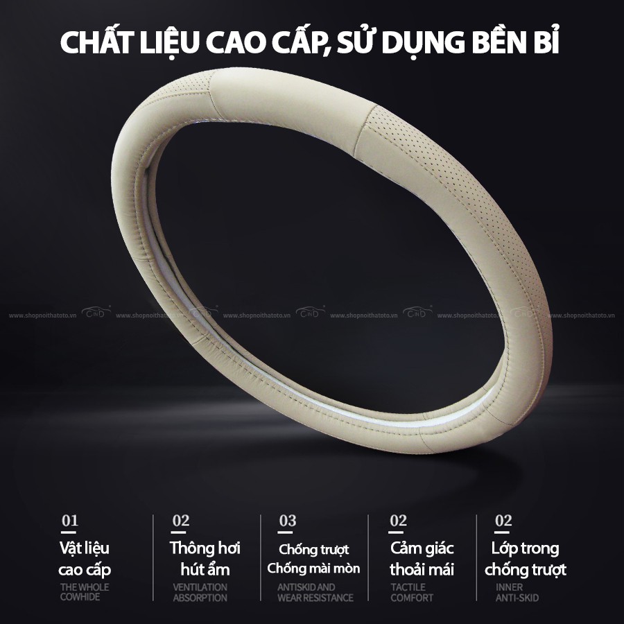 [Mã BMBAU50 giảm 10% đơn 99k] Bọc Vô Lăng CIND G300 Size S Màu Kem