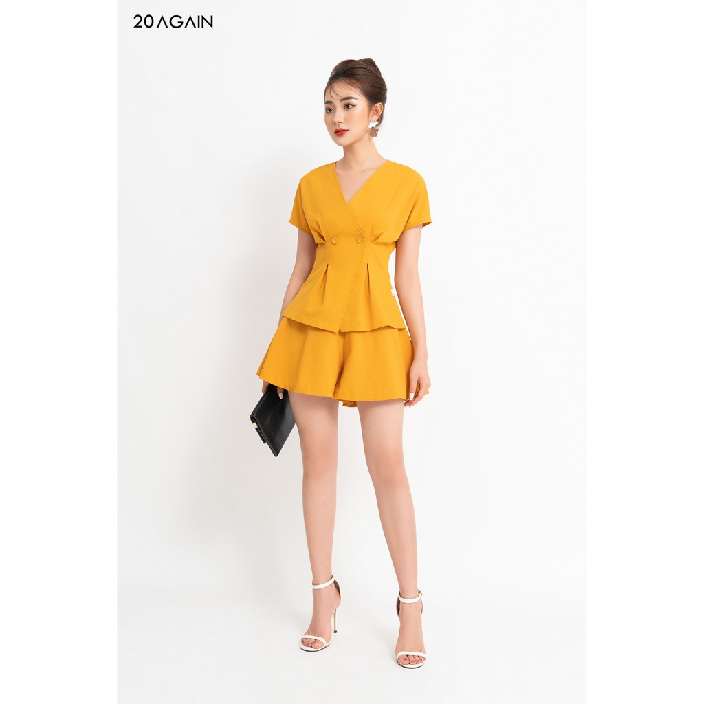 Quần short vải ống xòe rộng 20AGAIN thiết kế tiểu thư SVA1209