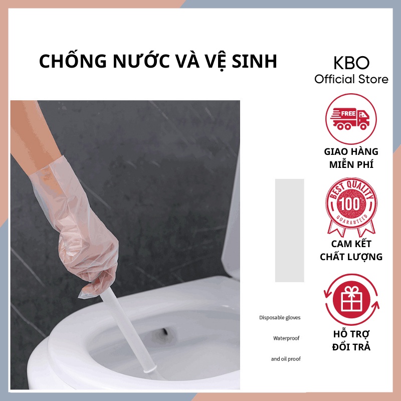 Hộp 100 găng tay Victoria Bay chất liệu TPE, Bao tay cao su rửa bát làm bếp vệ sinh siêu dai không mùi, KBO Shop KBO010