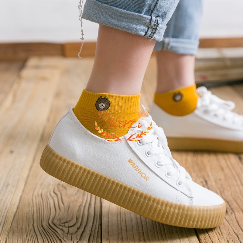 【kifli】Vớ Cotton Unisex Hình Gấu Dễ Thương