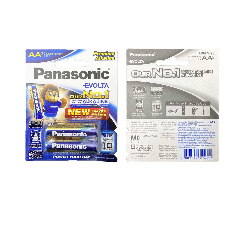 PIN PANASONIC AA ALKALINE EVOLTA LR6EG 2B VỈ 2 VIÊN.