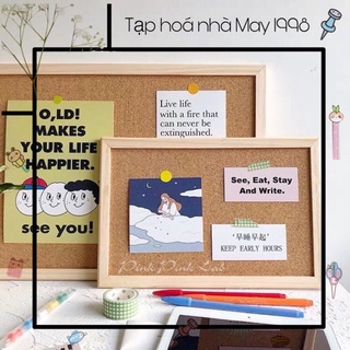 Bảng ghim bần khung gỗ trang trí, lưu trữ thông tin hình ảnh