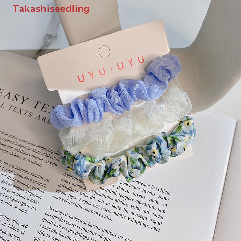 Bộ 3 dây buộc tóc vải lụa họa tiết dễ thương thời trang dành cho nữ