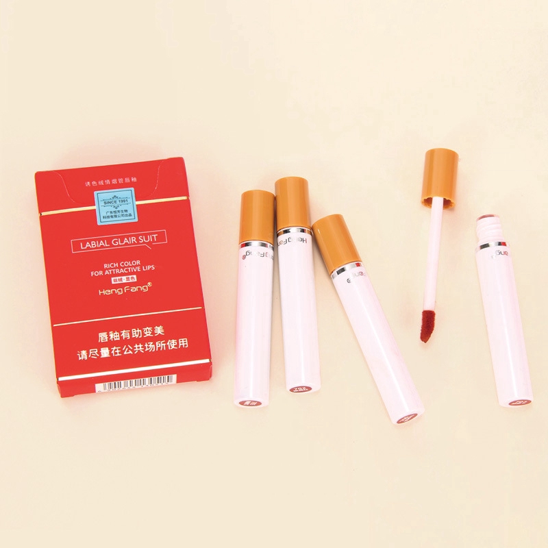 [Hàng mới về] Bộ 4 Son Kem Chống Dính Cốc Dễ Lên Màu Thiết Kế Hình Điếu Thuốc Độc Đáo