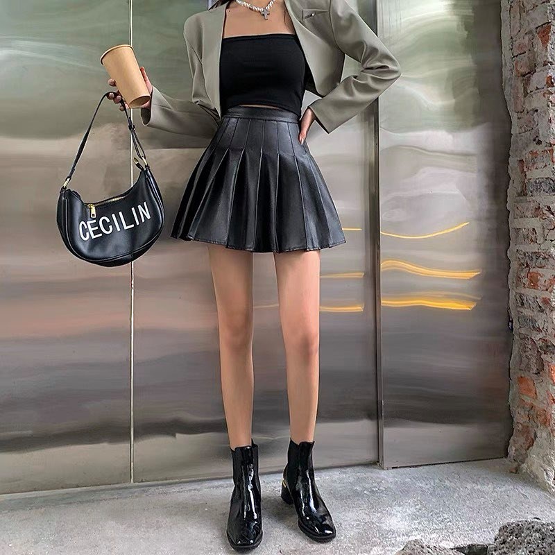 Chân váy tennis xếp ly xòe vải da