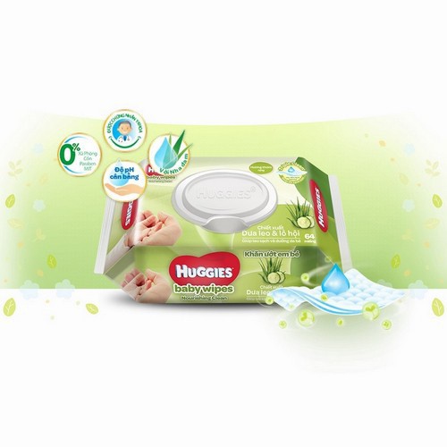 Khăn ướt Huggies không mùi 64 miếng