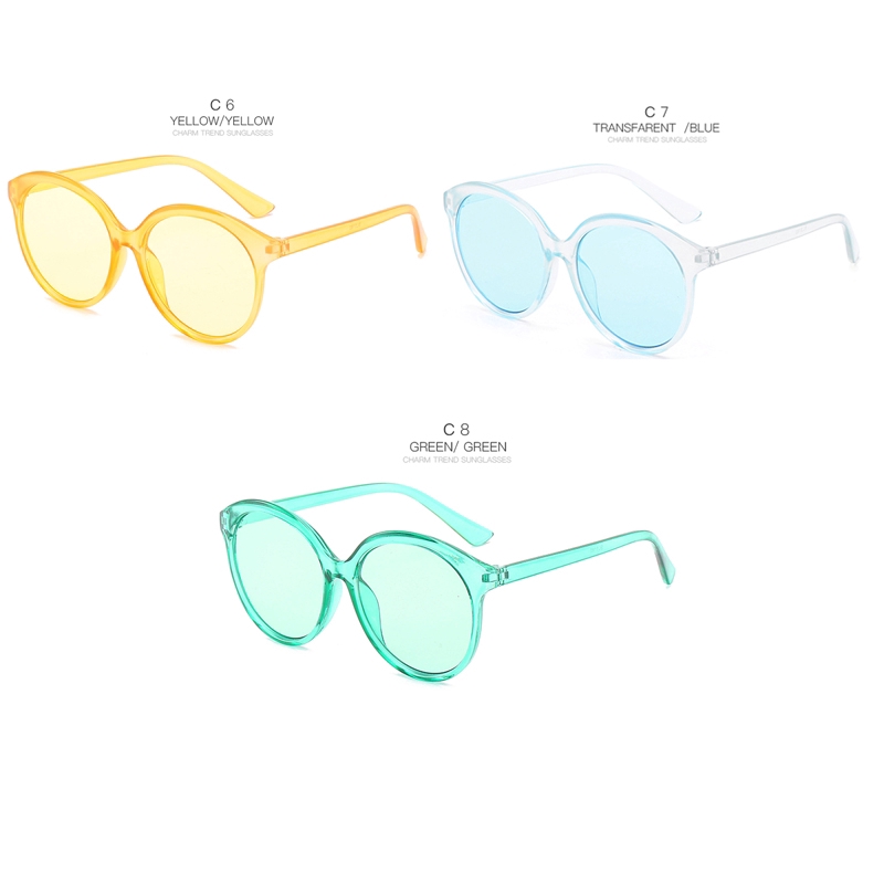 Kính mát gọng tròn trong suốt phong cách retro thời trang cho nữ