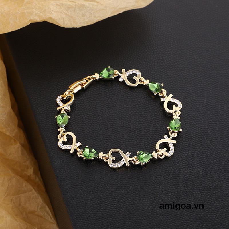 Vòng Tay Đính Đá Hình Trái Tim Xinh Xắn Cho Nữ