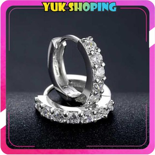 ✧yukshoping✧ bông tai đính đá mạ bạc 925 a056