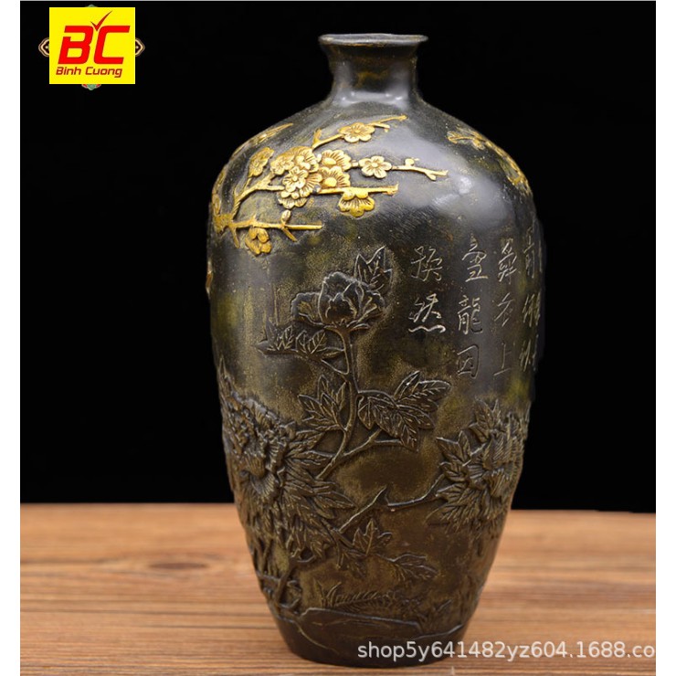 Bình hoa đồng giả cổ nguyên chất trang trí