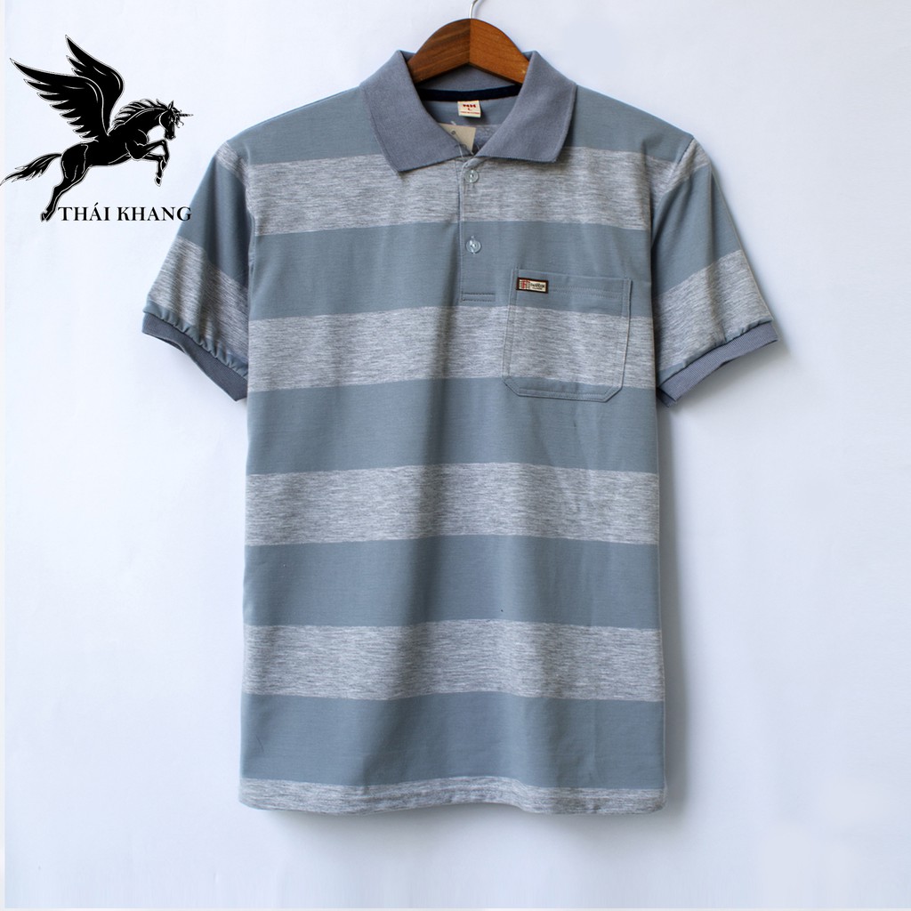 áo thun nam có cổ có túi tay ngắn sọc ngang vải cotton mềm mát giá cực tốt loại áo polo nam | BigBuy360 - bigbuy360.vn