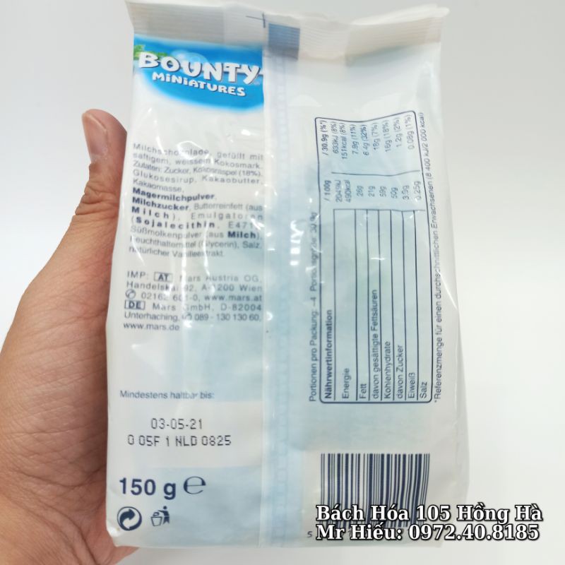 [T1/2023] Kẹo socola dừa Bounty gói 150g