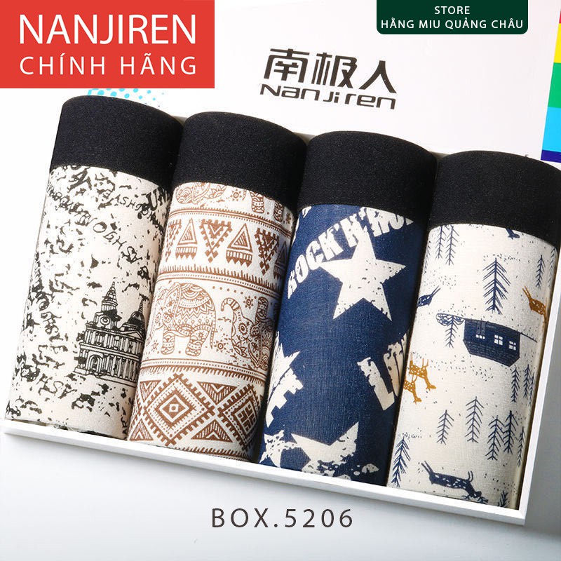 Hộp 4 quần lót nam, sịp nam boxer NANJIREN chính hãng nhập khẩu