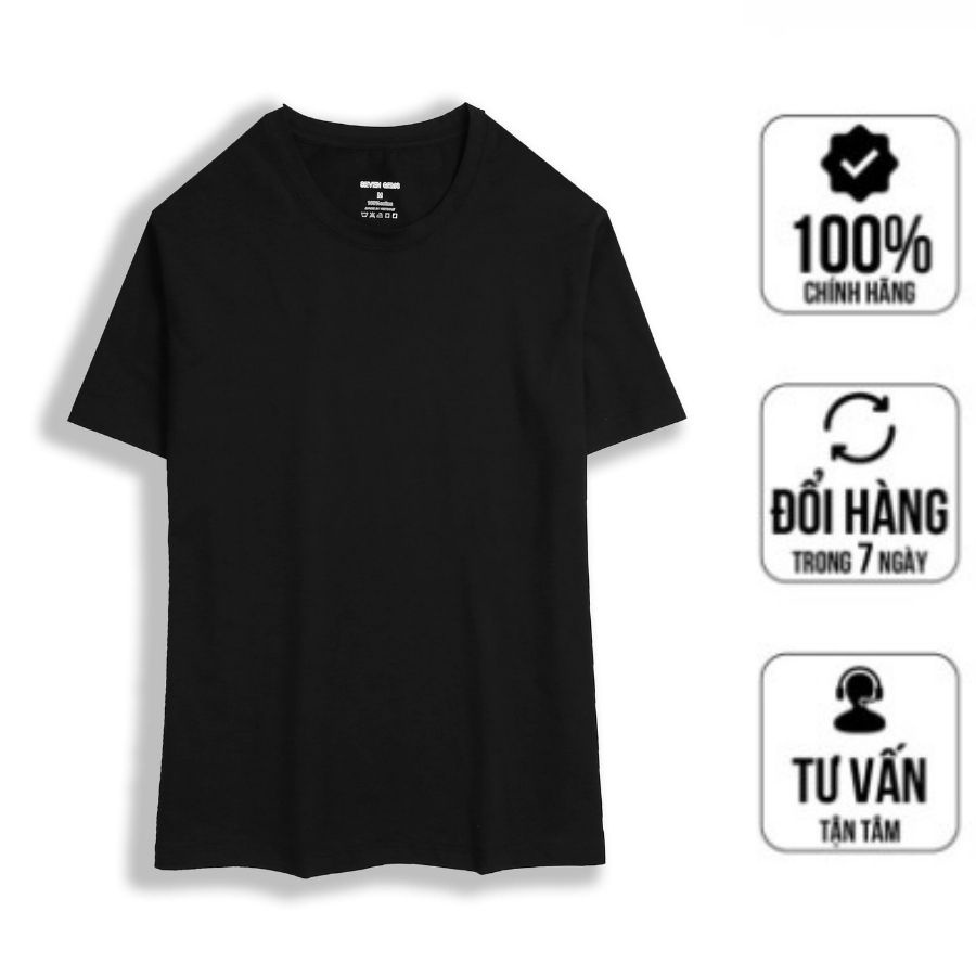 Áo thun trơn cổ tròn basic bigsize Seven Gems chất cotton mềm mịn form từ 80 đến 110kg