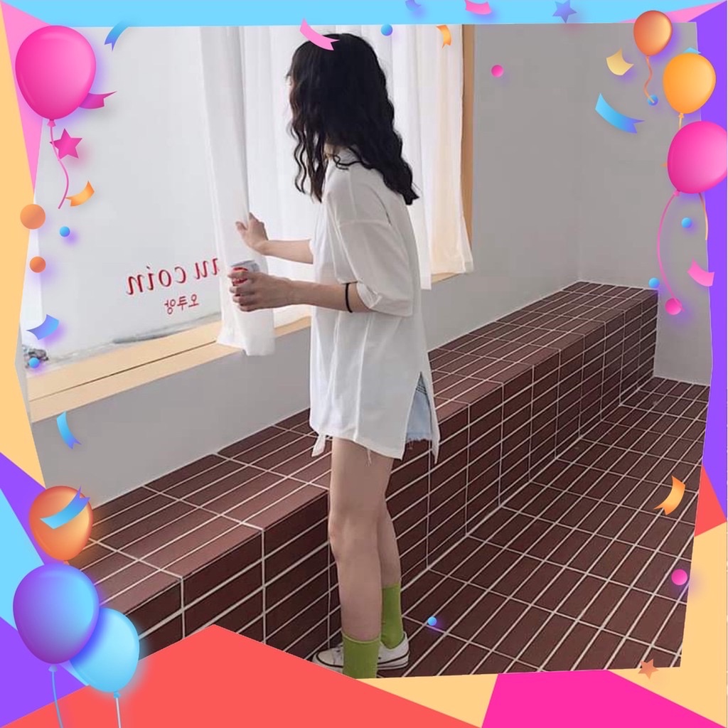 Áo thun xẻ tà phong cách năng động cho các cô nàng bụi bặm, áo thun tay lỡ phong cách unisex thoải mái