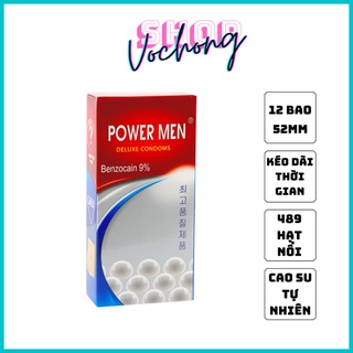 Bao Cao Su Power Men Siêu Mỏng, 489 hạt gai nổi Hộp 12 Chiếc
