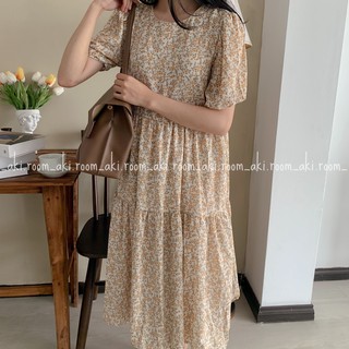 Váy babydoll hoa nhí hai tầng dáng dài