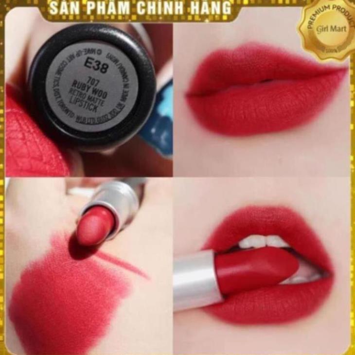 Son Mac Ruby Woo 707 màu đỏ cổ điển siêu sang chảnh