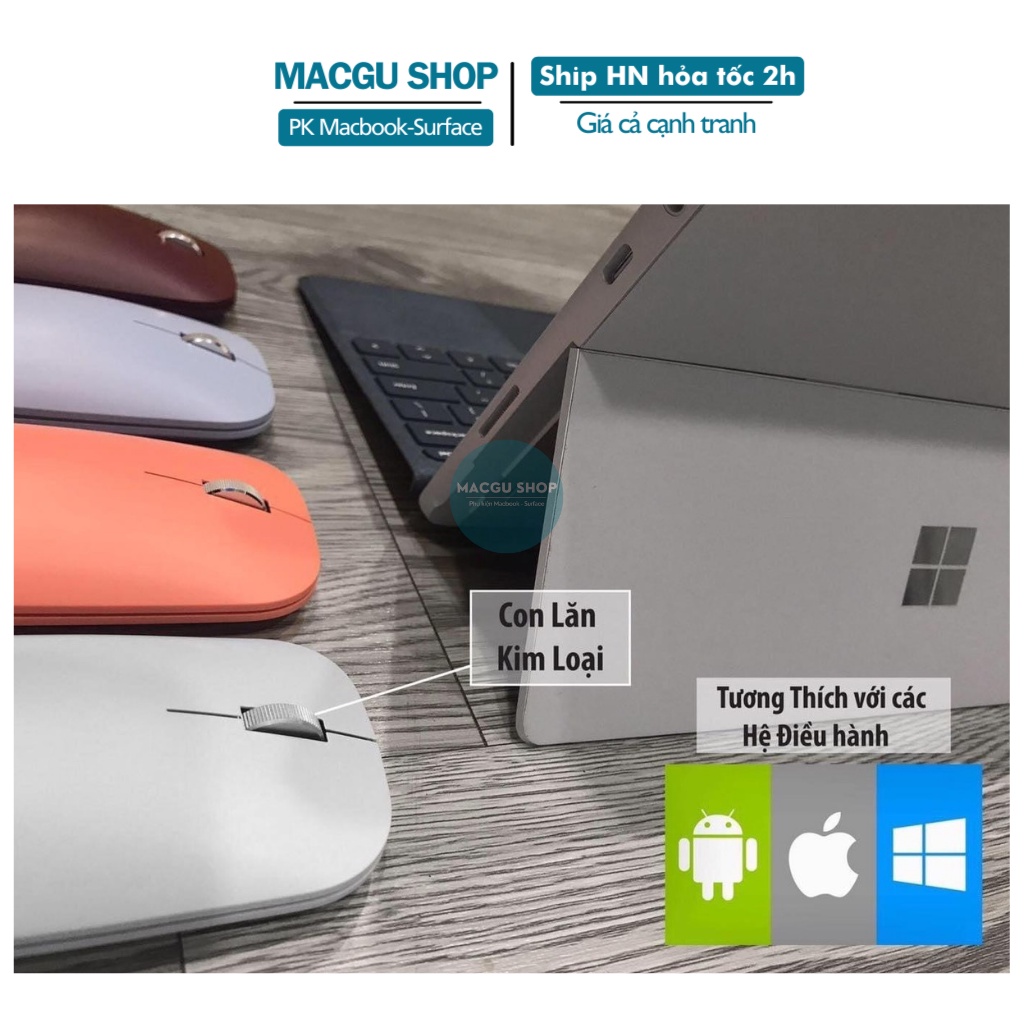 (Mới) Microsoft Mobie Mouse bluetooth-Chuột macbook, surface, laptop microsoft chính hãng kết nối không dây-(nhiều màu)