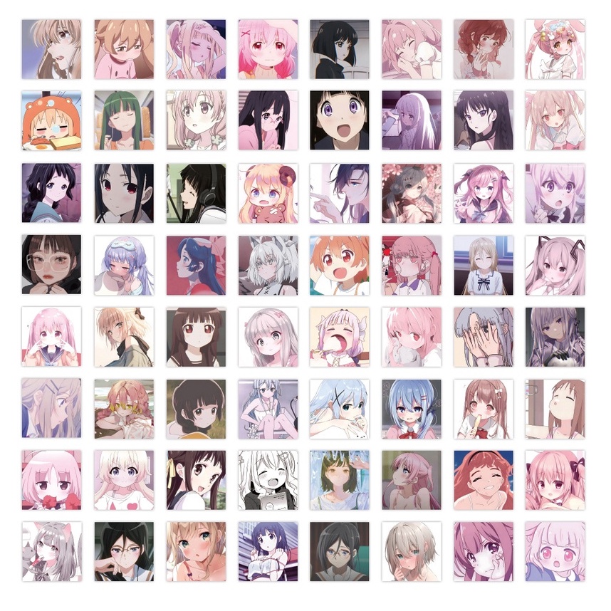 Bộ 120/60 Miếng Dán Hình Cô Gái Anime Dễ Thương Dùng Trang Trí Laptop/Điện Thoại/ Ván Trượt