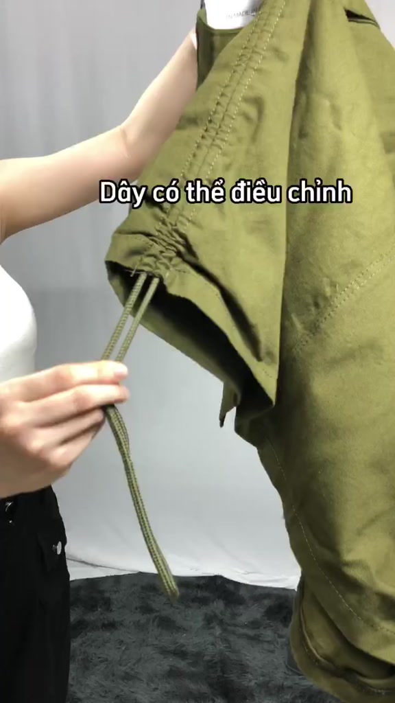 Chân váy chữ A dáng dài phối dây rút phong cách vintage váy kaki túi hộp thiết kế lưng cao xẻ tà sau năng động LCH | BigBuy360 - bigbuy360.vn