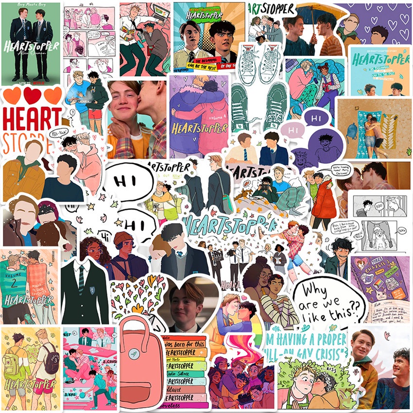 Bộ 100 sticker hình Heartstopper series B trang trí DIY chống thấm
